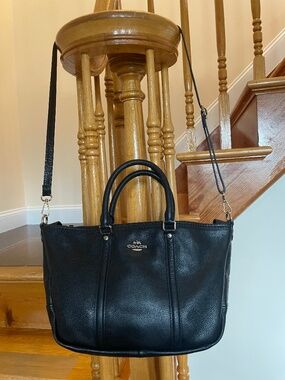 Authentic black leather coach bag